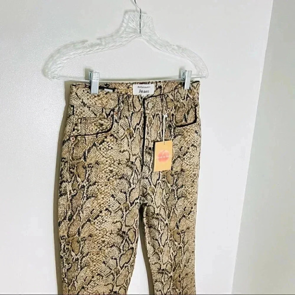 NWT Reformation Peyton Hight Waist Bootcut Jeans in Snake - Picture 5 of 8